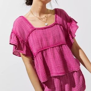 Anthro Pink Gauzy Top 1X NWT